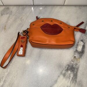 Sharif Legacy Date Night Leather Wristlet Clutch & Lipstick Case - Orange GW994